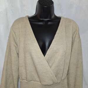 SHEIN Cream V-Neck Knit Dress